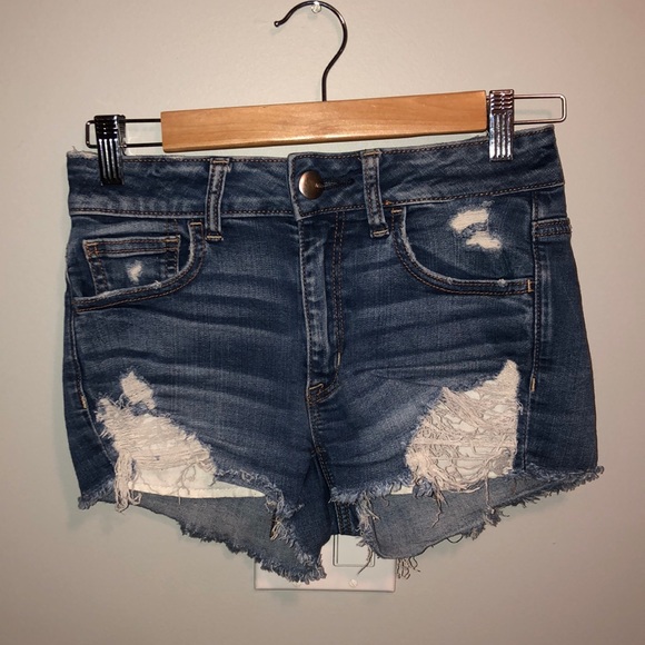 American Eagle Hi Rise Shortie Jean Shorts Size 2 - Picture 1 of 2